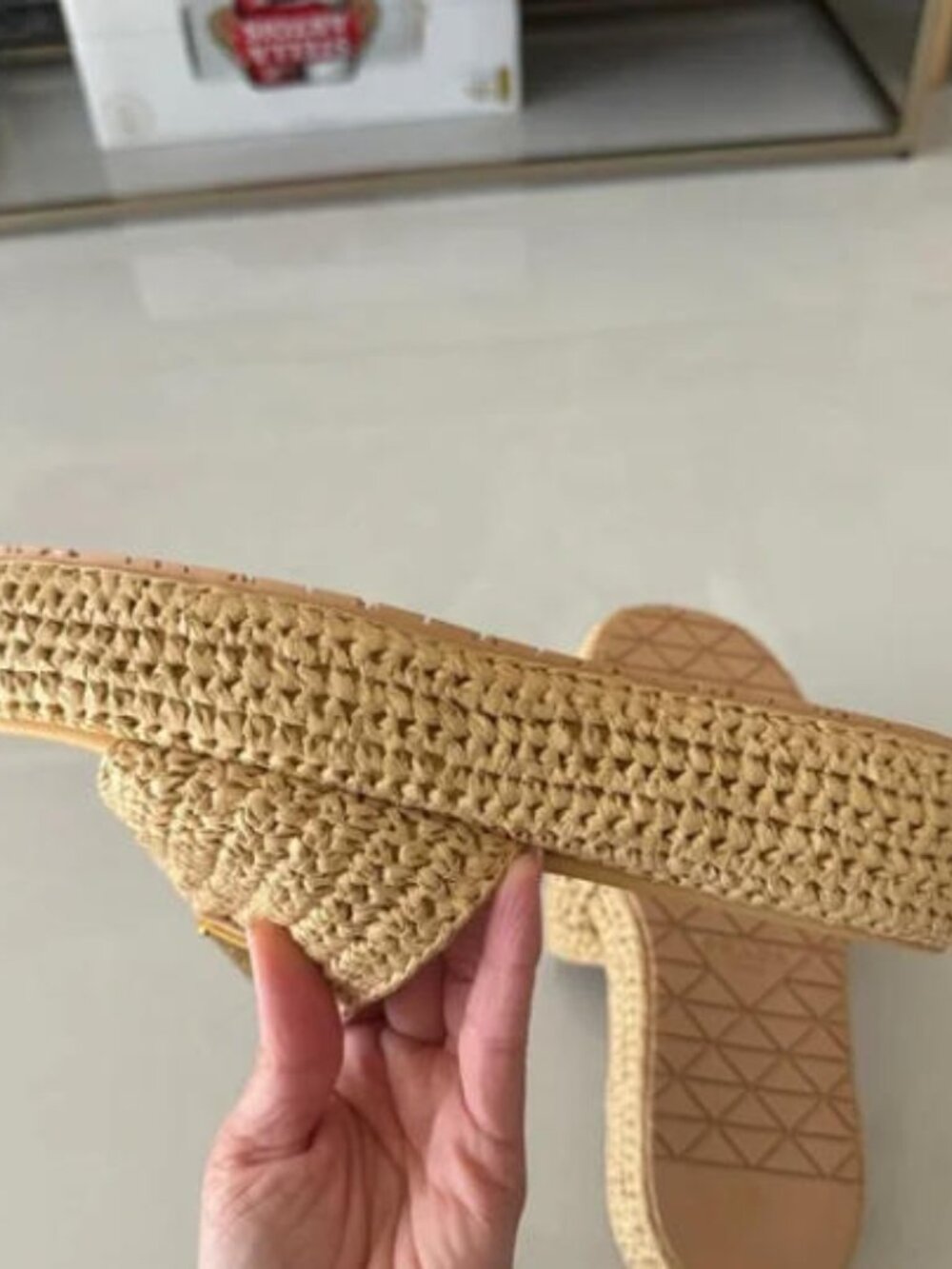 Prada Beige Woven Raffia Slide Sandals - Size 37 - Picture 5 of 7